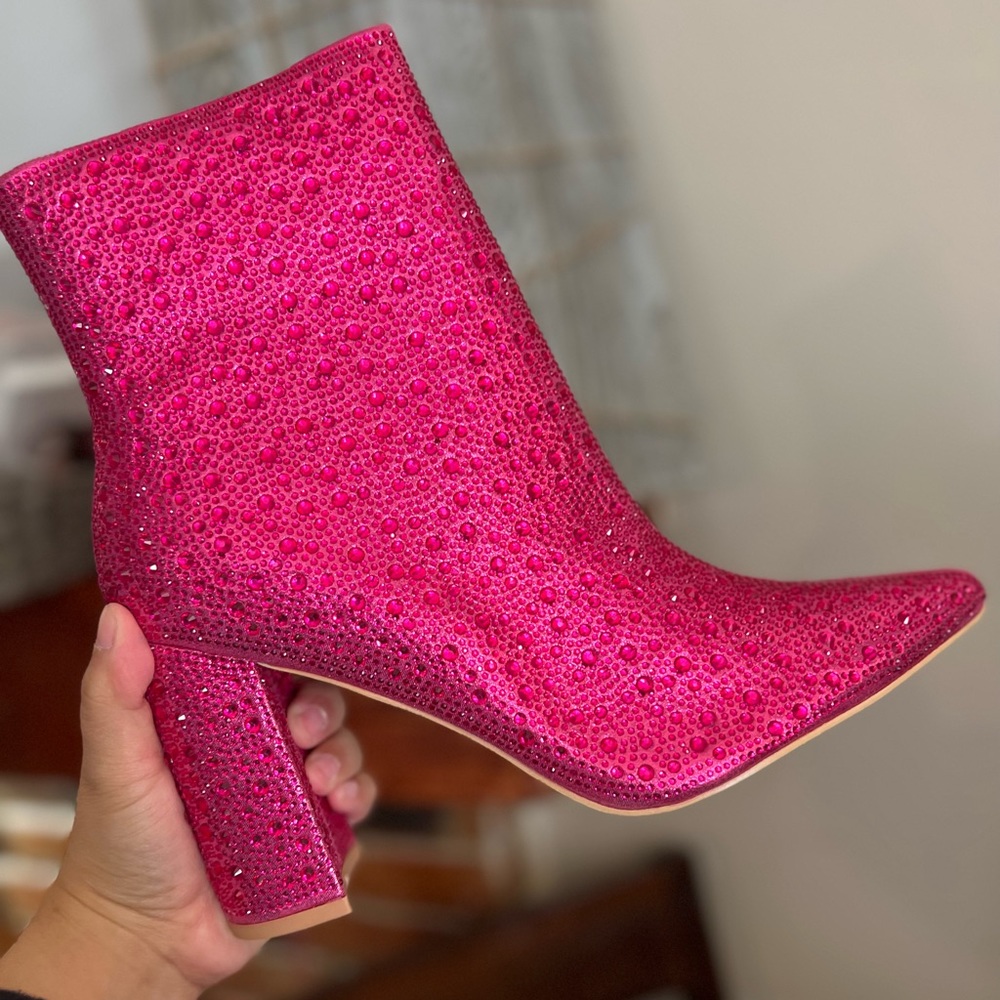 Jess Leah Fuchsia Bling Booties